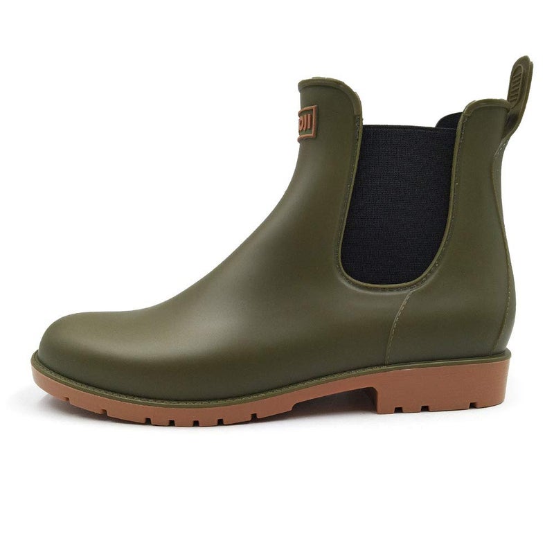 Amoji Unisex Chelsea Rain Boots Waterproof Ankle Boots Short Rainy Footwear 919 Olivegreen 8 Women/7 Men - Image 3